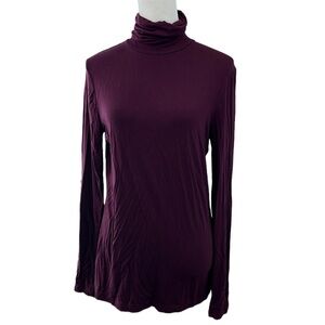 LTS Basics maroon, long sleeve, turtleneck, stretchy blouse, size small
